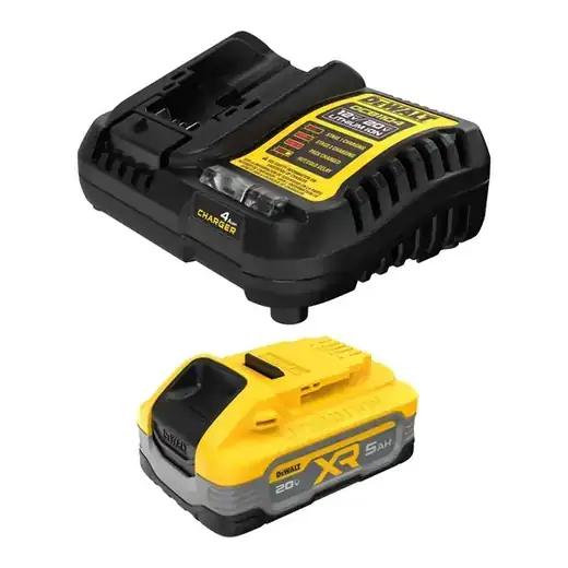 DEWALT POWERSTACK 20V MAX 5.0Ah Battery Starter Kit with Charger – High-Efficiency Lithium Power DCBP520C