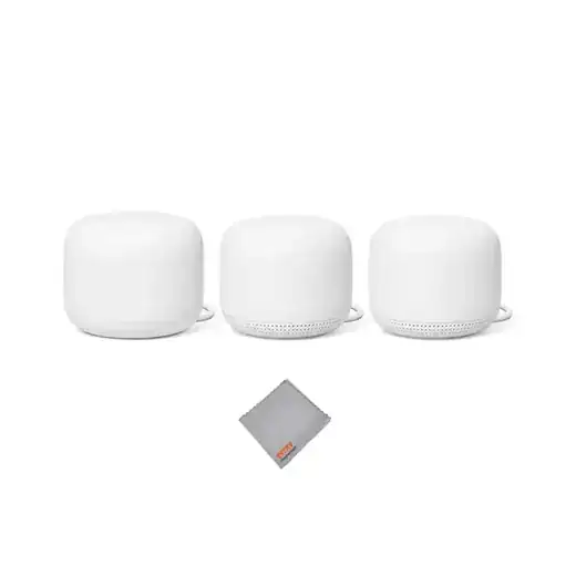 Google Nest WiFi 2200 Mbps Mesh Router and Two Points - Snow (GA00823)