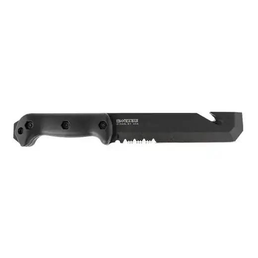Ka-Bar BK3 Becker Tac Tool 7″ Fixed Chisel w/Wire Cutter Part Serrated Black 1095 Cro-Van Blade, Black Ultramid Handle, Includes Sheath