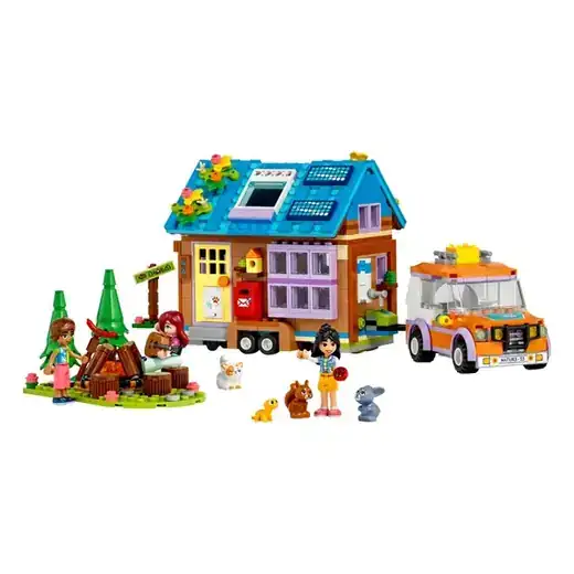 LEGO Friends Mobile Tiny House 41735, Forest Camping Dollhouse Pretend Play Set with Toy Car, Includes Leo & Liann Friendship Mini-Dolls, Gift Idea