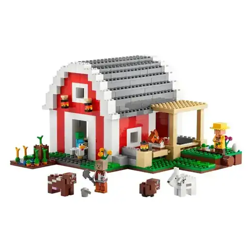 LEGO Minecraft The Red Barn Farm House Toy 21187 with Villager and Zombie Figure Plus Goat, Cow & Horse Animal Figures for Kids