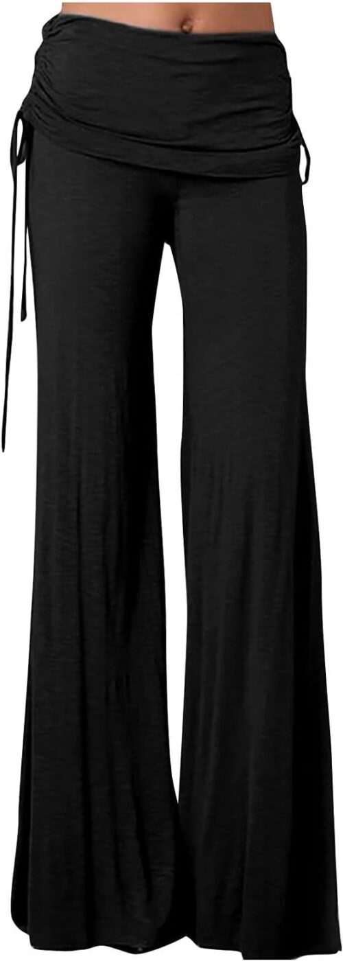 Zkuisw 2024 Fashion Women's Loose High Waist Wide Leg Pants Workout Out Leggings Casual Trousers Yoga Gym Flare Pants