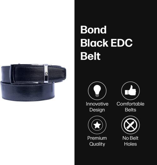 Men's Belt, Nexbelt EDC Bond CCW Black Leather Gun Tactical Ratchet Belt for Concealed Carry