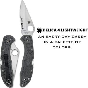 Spyderco Delica 4 Lightweight 7.15" Signature Knife with 2.90" Saber-Ground Steel Blade and FRN Handle