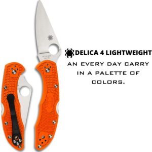 Spyderco Delica 4 Lightweight 7.15" Signature Folding Knife with 2.90" Flat-Ground Steel Blade and High-Strength FRN Handle - PlainEdge Grind