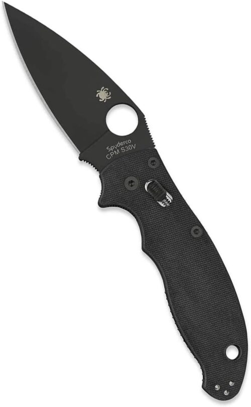 Spyderco Manix 2 Signature Knife with 3.37" CPM S30V Black Steel Blade and Durable Black G-10 Handle - PlainEdge - C101GPBBK2