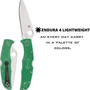 Spyderco Endura 4 Lightweight Signature Knife with 3.80" VG-10 Steel Blade and Green FRN Handle - PlainEdge - C10FPGR