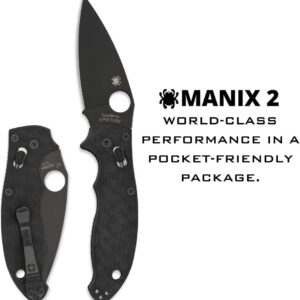 Spyderco Manix 2 Signature Knife with 3.37" CPM S30V Black Steel Blade and Durable Black G-10 Handle - PlainEdge - C101GPBBK2