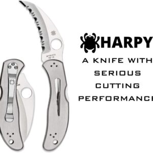 Spyderco Harpy Folding Utility Knife with 2.75" Hawkbill VG-10 Steel Blade and Durable Stainless Steel Handle - SpyderEdge - C08S