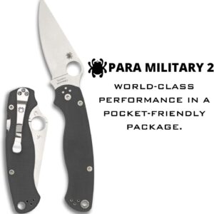 Spyderco Para Military 2 Signature Maxamet Knife with 3.42" Steel Blade and Durable Dark Gray G-10 Handle - PlainEdge - C81GPDGY2