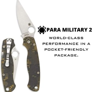 Spyderco Para Military 2 Signature Camo Knife with 3.42" CPM S45VN Steel Blade and Durable G-10 Handle - PlainEdge - C81GPCMO2