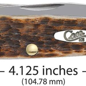 Case XX WR Pocket Knife Trapper With Genuine Bone Handle, Carbon Steel Blade(s), Length Closed: 4 1/8 Inches (Amber Bone)