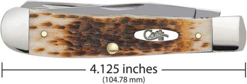 Case XX WR Pocket Knife Trapper With Genuine Bone Handle, Carbon Steel Blade(s), Length Closed: 4 1/8 Inches (Amber Bone)