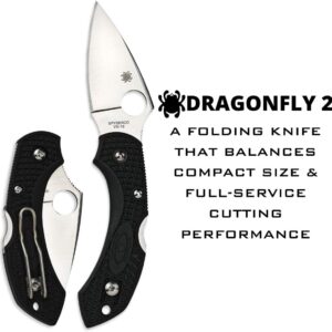 Spyderco Dragonfly 2 Lightweight Signature Knife with 2.28" VG-10 Steel Blade and High-Strength Black FRN Handle - PlainEdge - C28PBK2