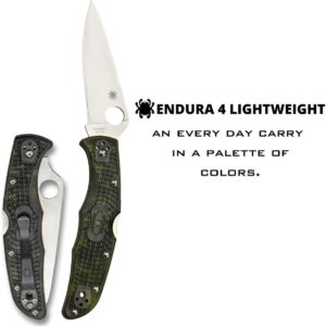 Spyderco Endura 4 Lightweight Signature Knife with 3.80" VG-10 Steel Blade and Zome Green FRN Handle - PlainEdge - C10ZFPGR