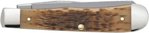 Case XX WR Pocket Knife Trapper With Genuine Bone Handle, Carbon Steel Blade(s), Length Closed: 4 1/8 Inches (Amber Bone)