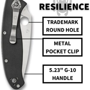 Spyderco Resilience Folding Pocket Knife with 4.20" 8Cr13MoV Stainless Blade and G-10 Handle - PlainEdge - C142GP