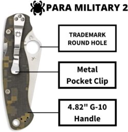 Spyderco Para Military 2 Signature Camo Knife with 3.42" CPM S45VN Steel Blade and Durable G-10 Handle - PlainEdge - C81GPCMO2