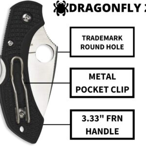 Spyderco Dragonfly 2 Lightweight Signature Knife with 2.28" VG-10 Steel Blade and High-Strength Black FRN Handle - PlainEdge - C28PBK2