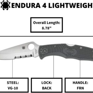 Spyderco Endura 4 Lightweight Signature Knife with 3.80" VG-10 Steel Blade and Foliage Green FRN Handle - CombinationEdge - C10PSFG