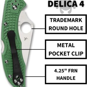 Spyderco Delica 4 Lightweight 7.15" Signature Folding Knife with 2.90" Flat-Ground Steel Blade and High-Strength FRN Handle - PlainEdge Grind