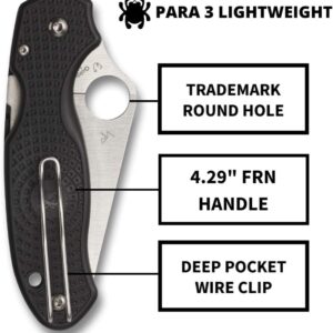 Spyderco Para 3 Lightweight Signature Knife with 2.58" Stainless Steel Blade and Durable FRN Handle - PlainEdge - C223