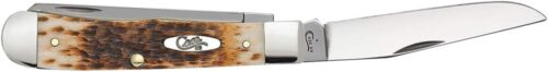 Case XX WR Pocket Knife Trapper With Genuine Bone Handle, Carbon Steel Blade(s), Length Closed: 4 1/8 Inches (Amber Bone)