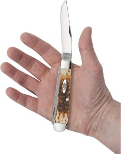 Case XX WR Pocket Knife Trapper With Genuine Bone Handle, Carbon Steel Blade(s), Length Closed: 4 1/8 Inches (Amber Bone)