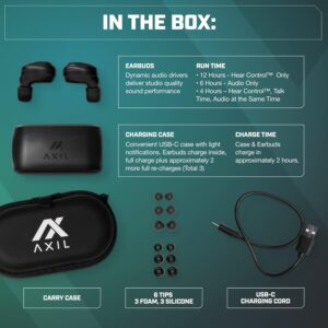 AXIL XCOR PRO Wireless Earbuds Bluetooth — HearPRO Buds with Touch Control — Bluetooth Enhancement — Hearing Protection — Dust & Water Resistant — Wind Resistant True Wireless Earbuds.